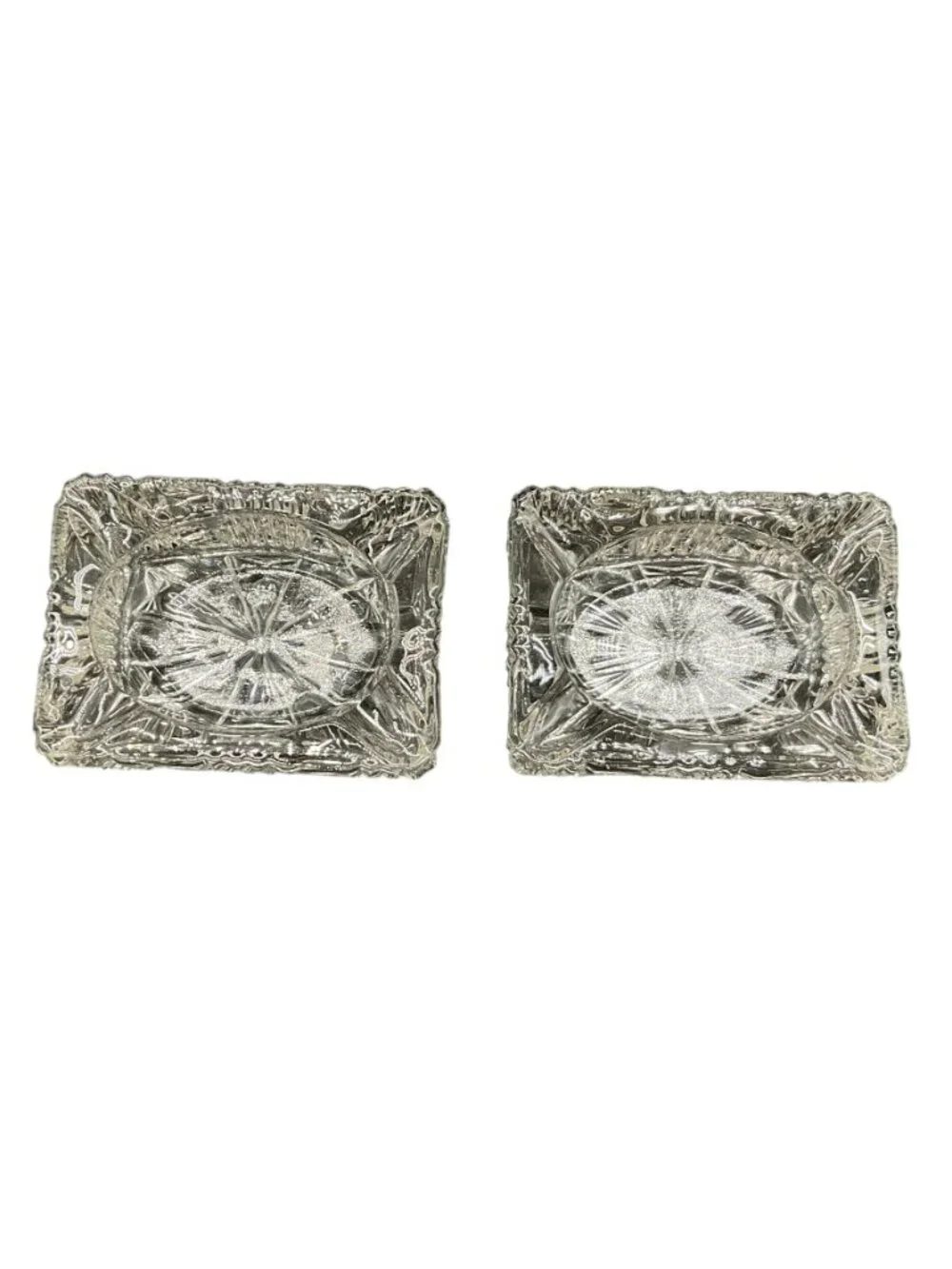 Vintage Crystal Cut Glass Square Salt Cellars 3
